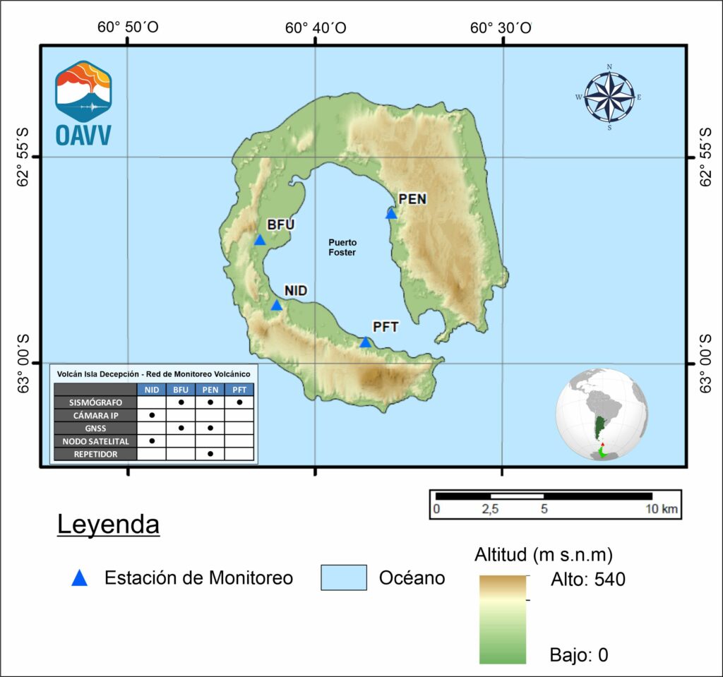 Mapa estaciones Vn. Isla Decepción (OAVV-SEGEMAR)