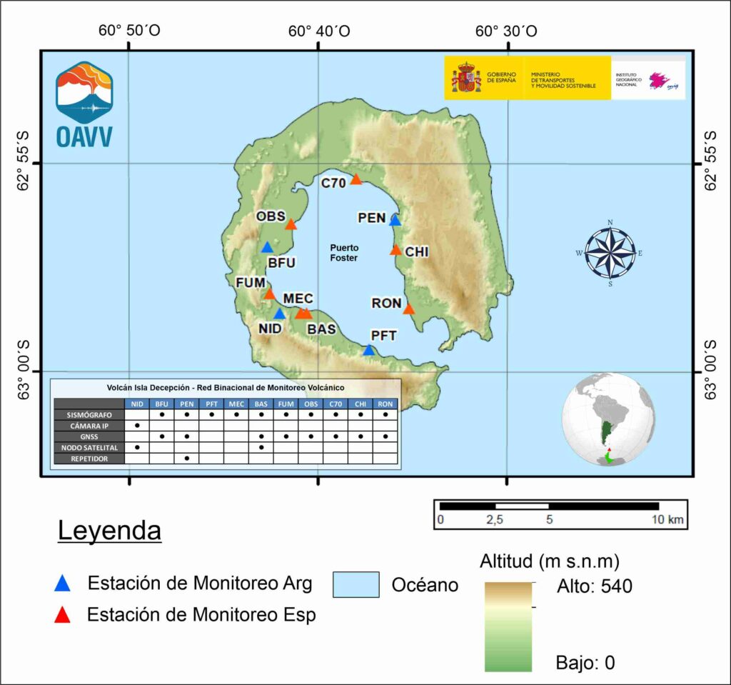 Mapa estaciones Vn. Isla Decepción (OAVV-SEGEMAR-IGN)
